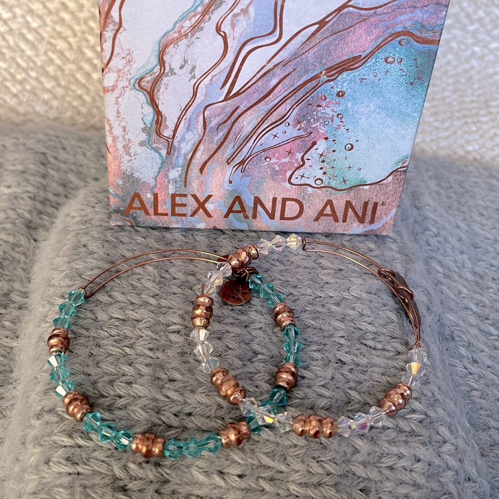 Alex and Ani Rose Gold Beaded Bangle Set